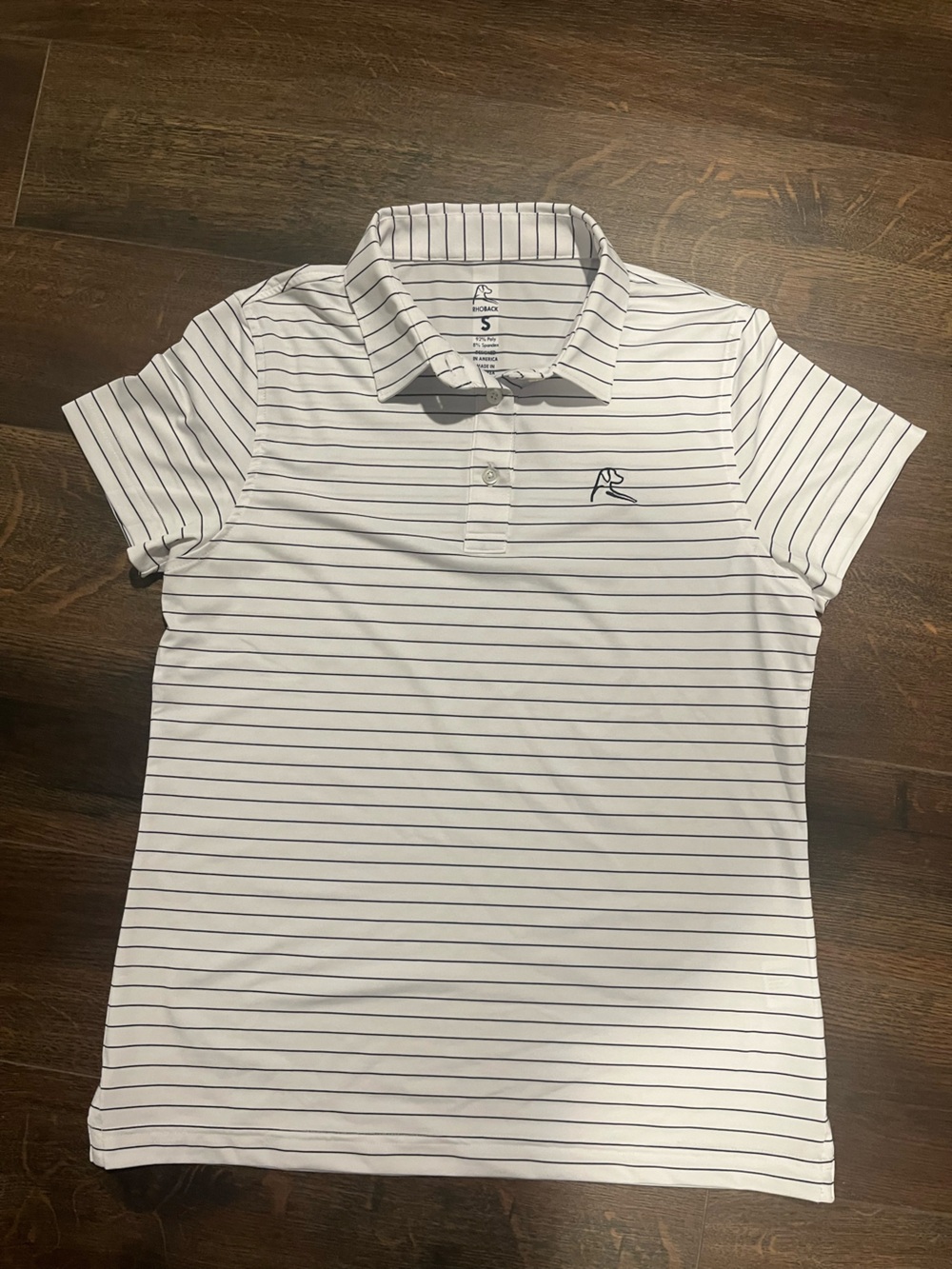 Rhoback White Polo with Thin Black Stripes